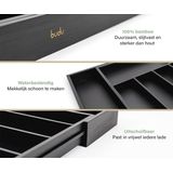 Budu - Uitschuifbare Bestekbak - Zwart - Bamboe - 5/7 Vakken