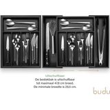 Budu - Uitschuifbare Bestekbak - Zwart - Bamboe - 5/7 Vakken