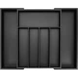 Budu - Uitschuifbare Bestekbak - Zwart - Bamboe - 5/7 Vakken