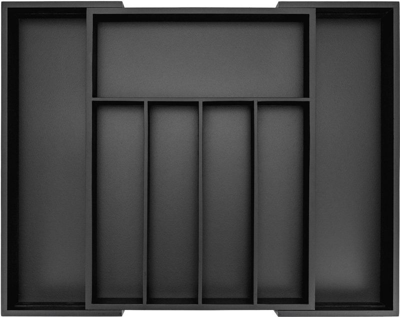 Budu - Uitschuifbare Bestekbak - Zwart - Bamboe - 5/7 Vakken