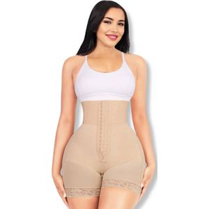 Corrigerende High Waist Short - Shapetape - Beige - Body Shaper - Corrigerend Broekje - Shapewear Dames - Corrigerend Ondergoed - Afslankbroek - Shapewear Buik - Waist Trainer - Korset - Bodyshaper Dames - Corrigerende Boxershort