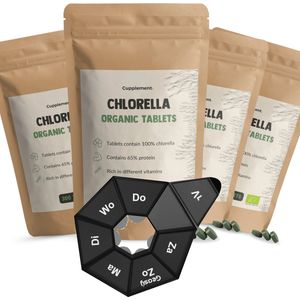 Cupplement - 4 Zakken Chlorella 300 Tabletten - Gratis Pillendoos - Biologisch - Geen Poeder of Vlokken - Supplement - Superfood - Spirulina