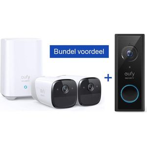 eufy security-EufyCam 2 Pro - 2 beveiligingscamera's + Eufy Video Deurbel 2K Ultra HD - inclusief homebase - bundelvoordeel