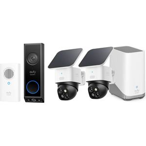 eufy Security SoloCam S340 2-pack + Homebase 3 + E340 deurbel incl Gong- Bundelvoordeel