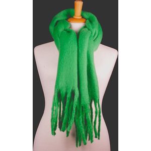 Sjaal Kelly green / Fluffy sjaal met franjes / chunky fluffy scarfs / accessoires dames Sjaal / wintersport / fluffy sjaal / fluffy scarf