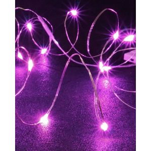 Roze Glow String Lights by Aira - Draadverlichting lichtsnoer met 20 LED lampjes op batterij 200cm - Lampensnoer kerstverlichting - Fairy Lights - DIY kostuum kleding carnavals verlichting - sfeer batterijverlichting slinger - feest partylights