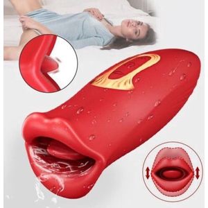 Mond Vibrator 2023 - Zuigt, Bijt en Trilt – Uzzy M.F - 10 bijtende Standen - 5 Vibiratie Standen – Rode Siliconen Vibrator - Clitoris Stimulator – Intense Sex Orgasme – Suction Seksspeeltjes - Voor hem - Voor haar