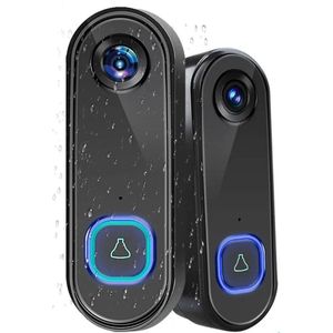 Deurbellen met Camera en WiFi – Deurbel met Ring Geluid – Slimme Deurbel Waterdicht – Beveiligingscamera met Nachtzicht – Sirene Alarm / Beweging Detectie / Meldingen – Geen Batarijen - Zwart