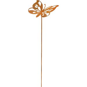 Industrial Garden - Vlinder cortenstaal - Tuinornament - 32cm breed - 131cm hoog