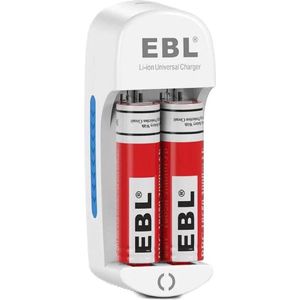 EBL Batterijlader met 2x 18650 Oplaadbare Batterijen - Batterij Oplader met Lithium Oplaadbare Batterij 3.7V 3000 mAh