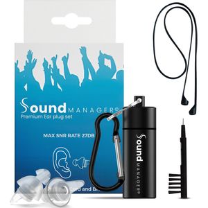 Soundmanager - Earplugs - Oordoppen - 2 Verwisselbare filters - SNR 15 dB, 20 dB - Geschikt voor Festival, Slapen, Muziek en Motorrijden