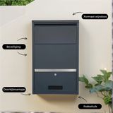 ParcelXL® - Pakketbrievenbus - Pakketbox - Vrijstaand - Brievenbus Hangend - XXL - Post & Pakketten