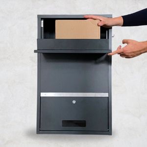Pakketbrievenbus met pakketvak afsluitbaar waterdicht brievenbus voor pakketjes veilige pakketkast pakketdoos vergrendelbaar | Blauw Pakketbrievenbus met pakketvak afsluitbaar waterdicht brievenbus voor pakketjes veilige pakketkast pakketdoos vergrendelbaar | Blauw