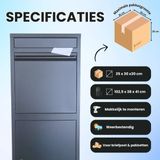 ParcelXL® - Pakketbrievenbus - Pakketbox - Vrijstaand - Brievenbus Hangend - Antraciet - XXL - Post & Pakketten