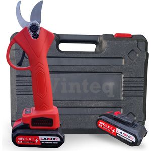 Vinteq® Elektrische Snoeischaar - Accu Snoeischaar - Takkenschaar - Bloemenschaar - Tuinschaar - Boomschaar - Incl. Koffer - 2 Accu's - 30mm - Rood
