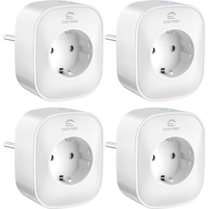 EIGHTREE - ET22-4 - Smart Plug - Wifi - 4-delige set - Slimme Stekker - App Bediening - Verbruiksmeter - Energiemeter -Spraakbediening met Alexa & Google Home