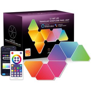APO Electronics® - Triangles Starter Kit - Triangel Hexagon Led Panelen - 6 Stuks - RGB LED Panelen - Met App & Afstandsbediening