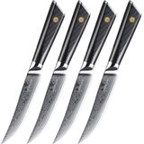 SOPHIOR - Steakmessen Set - Zwart - 67-laags Damascus - 4 Stuks