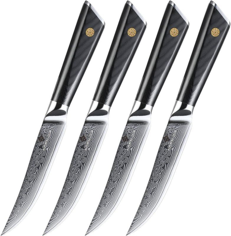 SOPHIOR - Steakmessen Set - Zwart - 67-laags Damascus - 4 Stuks