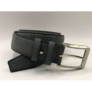 Grijze suede riem YFA - suede pantalon riem grijs - 3,5 cm brede suede riem - riem grijs - Pantalon & Jeans Broekriem - Riemmaat 115cm - Totale lengte 130cm