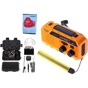 NoodPakket Survival Overlevingspakket Radio op Batterijen voor Rampen & Survivalkit & Nooddeken - Opwindbare Solar Radio - Zaklamp - Oplader - 7-in-1 Multitool - Noodfluitje - Rampenrugzak - SOS-Alarm - Noodrantsoen - Powerbank - Thermische Deken