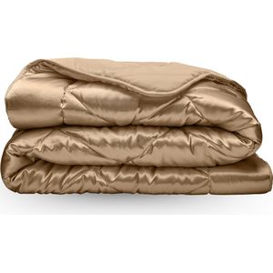Zelesta - Beautybed - Taupe - 140x200 - Satijnen Dekbed zonder Overtrek - Wasbaar Dekbed