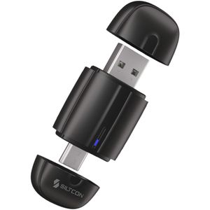 Siltcon - 2-in-1 Dongle - Geschikt voor Draadloos Carplay en Android Auto - USB-A en USB-C - Ultra Compact