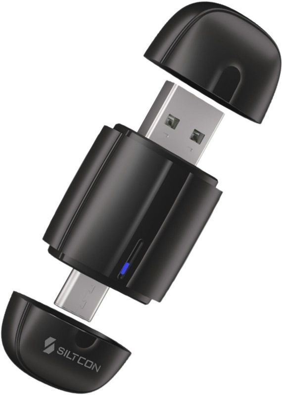 Siltcon - 2-in-1 Dongle - Geschikt voor Draadloos Carplay en Android Auto - USB-A en USB-C - Ultra Compact