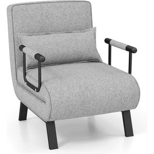 Trendmix 4-in-1 Uitklapbare Slaapstoel Belastbaar Tot 150 kg Licht Grijs - Inklapbare Slaapbank Met 6 Standen Verstelbare Rugleuning - Modern Design Logeerbed - Slaapfauteuil
