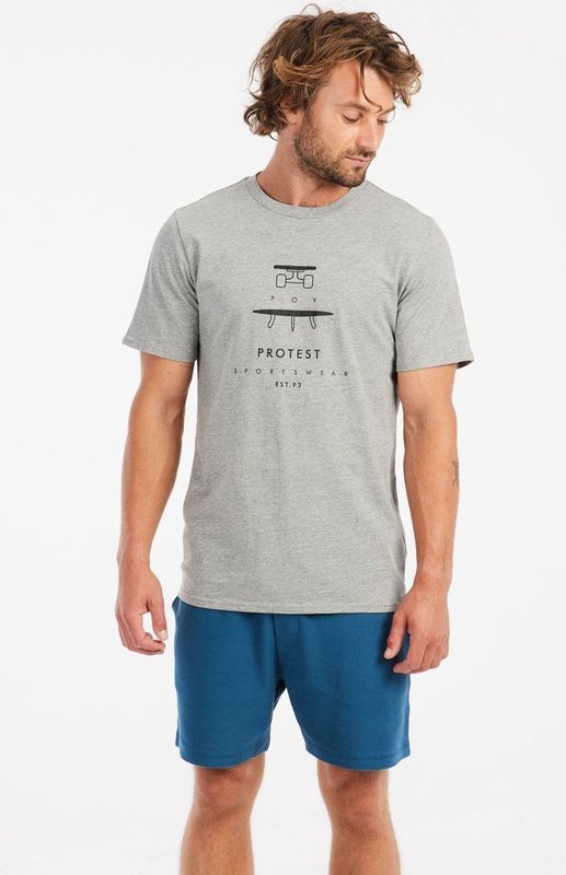 Protest - Prtandros - T-Shirt - Donkergrijs Melee - 100% Katoen - Normale Pasvorm