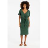 PRTNadia - Midi-Jurk - Zwart - Korte Mouwen - Elastische Stof