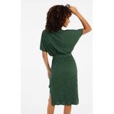 PRTNadia - Midi-Jurk - Zwart - Korte Mouwen - Elastische Stof