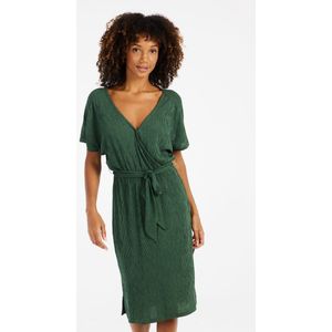 PRTNadia - Midi-Jurk - Zwart - Korte Mouwen - Elastische Stof