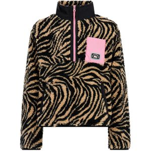 Protest - PRTDenica JR - Teddy Fleece Trui - Camel/Zwart - 1/4 Zip