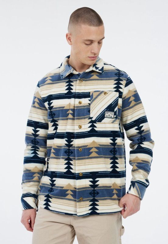 Protest Prtmitchel - Shacket Heren - Outdoor - Overshirt - High-pile teddy fleece – Twilight Navy