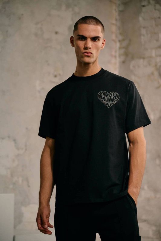 Croyez Stitched Heart T-Shirt - Black XXS