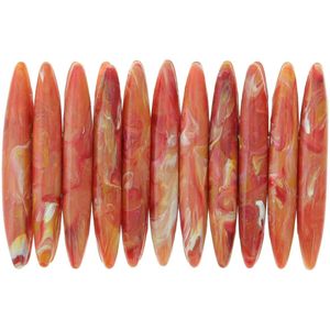 Behave Armband oranje met lange platte kralen 17 cm