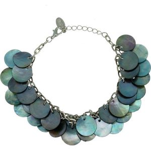 Behave Blauw/grijze schelpenarmband