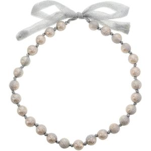 Behave Lange ketting met parels en zilverkleurig lint