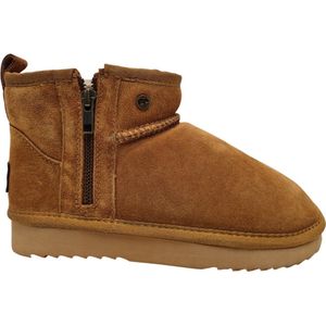 Warmbat Durack Wom Suede Boot Zip Cogn Dames Pantoffels - Cognac