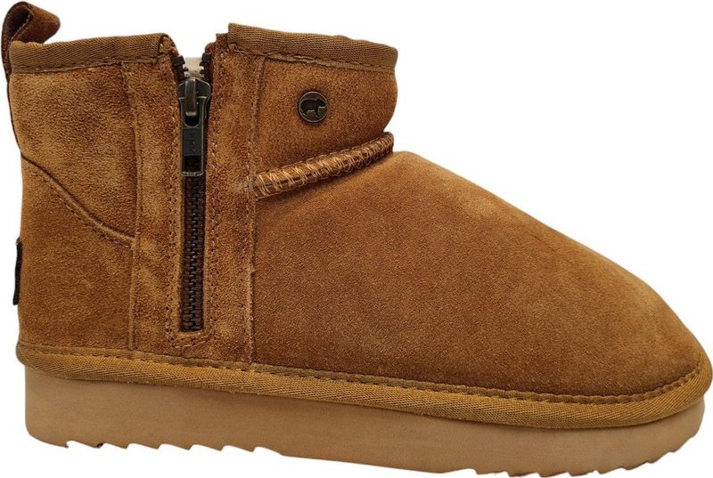 Warmbat Durack Wom Suede Boot Zip Cogn Dames Pantoffels - Cognac