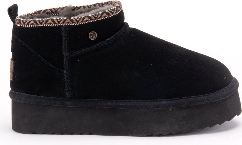 Boots Warmbat Women Durack Suede Plateau Tape Black-Schoenmaat 39