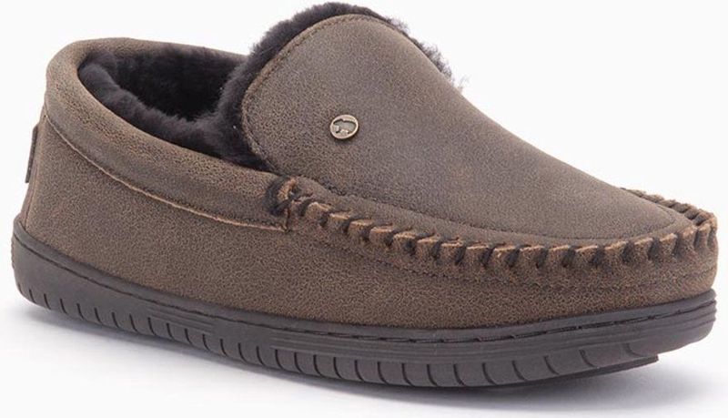 Warmbat - Grizzly - Pantoffel - Donkerbruin - Leer