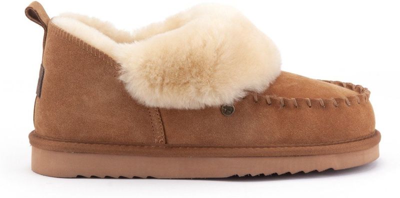 Warmbat - Wiluna - Pantoffel - Cognac - Suède - 100% Merinowol