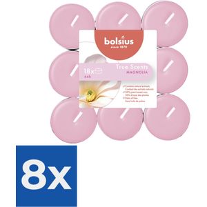 Bolsius - Geurtheelichtjes 'True Scent' - 18 stuks- 4 branduren per theelichtje- magnolia - Voordeelverpakking 8 stuks