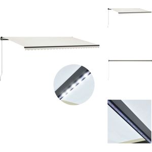 vidaXL Zonwering - 600 x 300 cm - Crème stof - Gepoedercoat aluminium frame - Waterbestendig - Incl - LED - Vensterzonwering