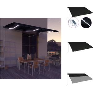 vidaXL Zonneluifel - Uittrekbaar - 500 x 300 cm - Waterdicht - Anti-UV - Antracietkleurige stof - Gepoedercoat aluminium - Vensterzonwering