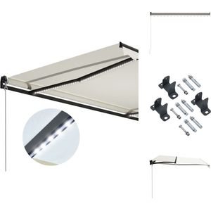 vidaXL Zonwering - 400 x 300 cm - Waterbestendig - Inclusief LED-verlichting - Crème stof en grijs frame - Vensterzonwering