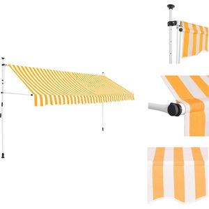 vidaXL Uittrekbare Zonwering - 350 cm - Oranje en Wit - Handmatig bediend - Vensterzonwering