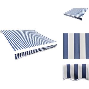 vidaXL Vervangend Luifeldoek - Blauw en wit - 380 x 295 cm - 100% Polyester - Geschikt voor luifelframes van 4 x 3 m - Vensterzonwering